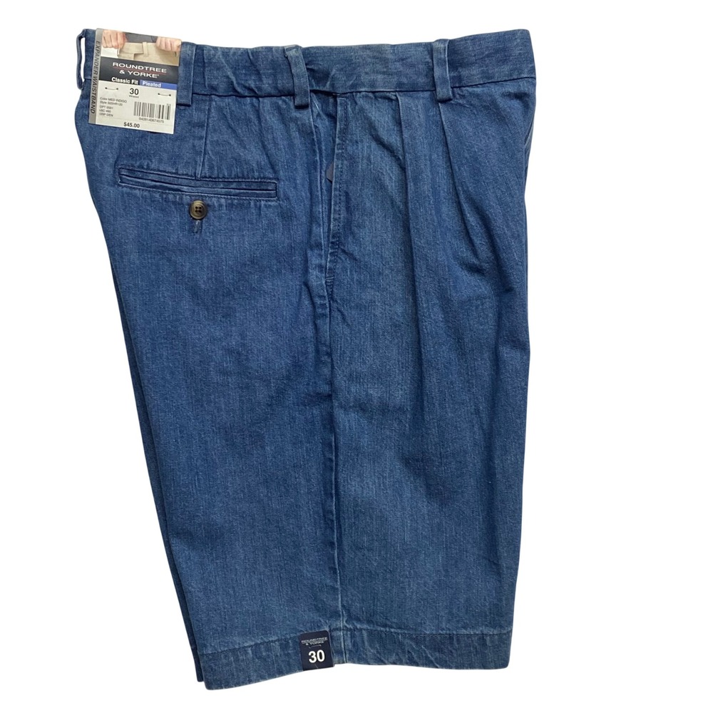 Roundtree‎ & Yorke Travel Smart Mens Pleated Shorts Expander Waistband 30 NWT - Picture 3 of 10